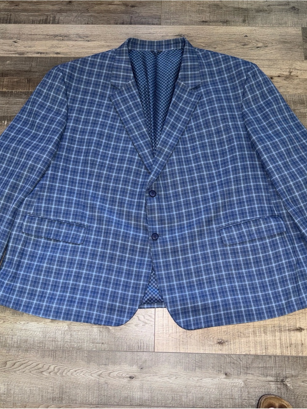 Oak Hill 4XL 58R/60R Blue Plaid Men's lightweight Blazer
